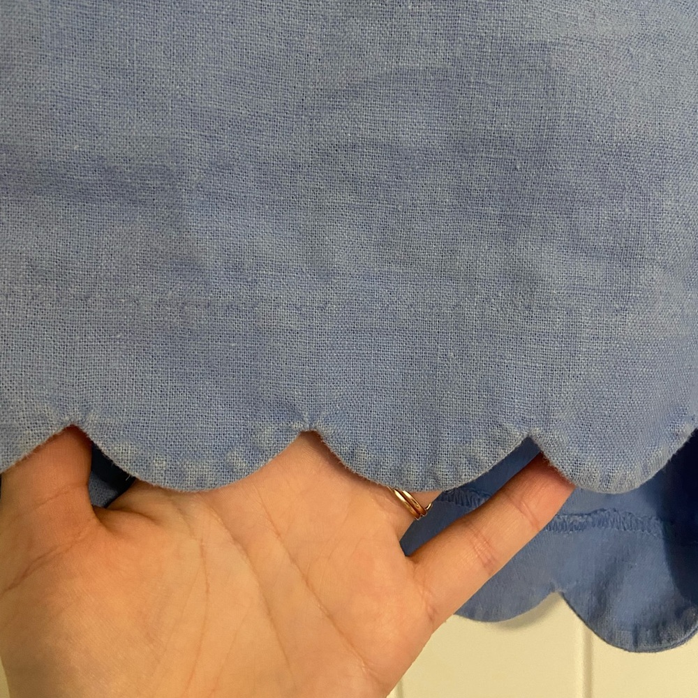 J Crew women’s pale blue scalloped linen blend short shorts lightweight casual 6 - Picture 6 of 8
